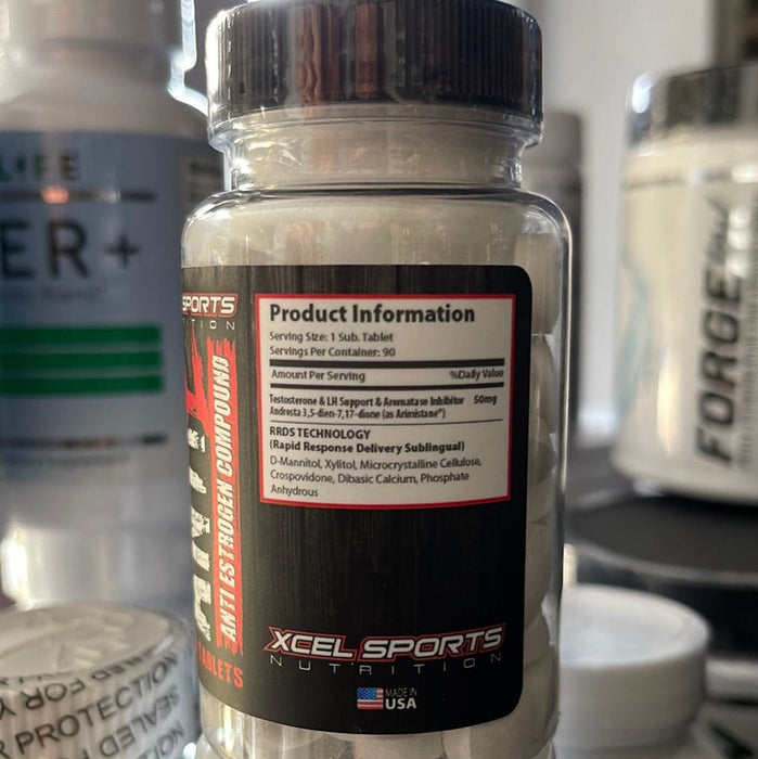 ANTI E - Xcel Sports (90 Sub Tablets) 50mg Arimistane Pharmaceutical Strength - SuppLocker